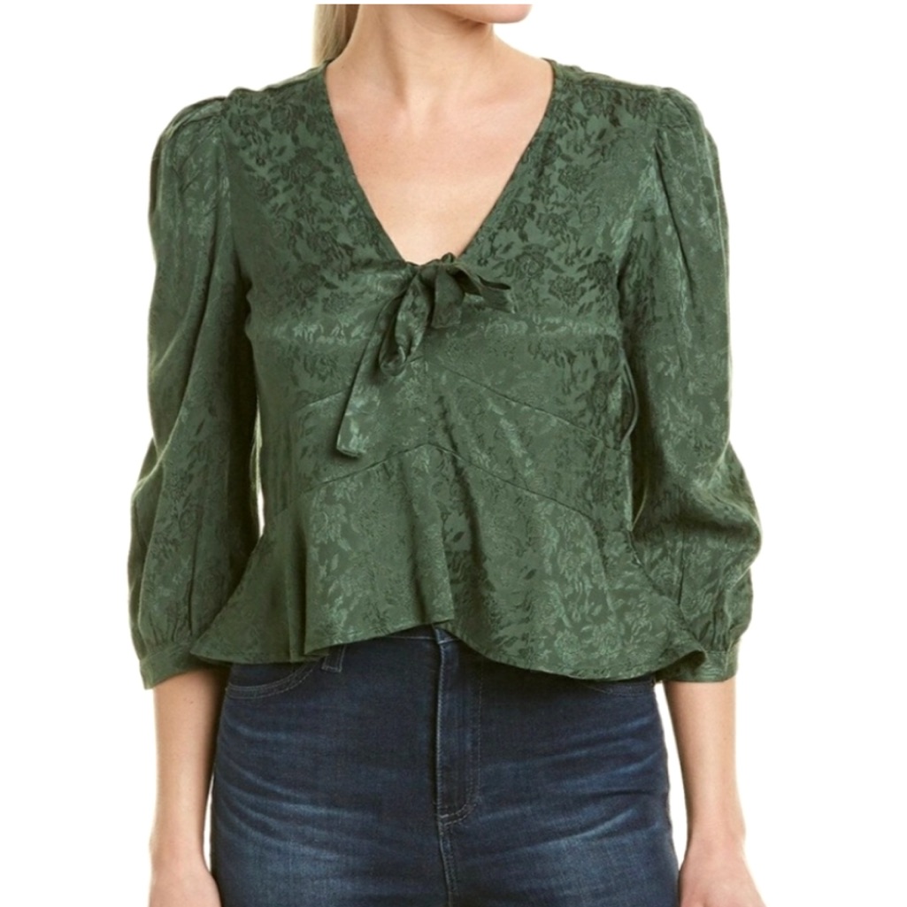 Walter Baker Green Floral Lucita Cropped Top Size Small